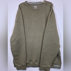 NOBULL Men’s XL Olive Waffle Knit Crewneck Sweatshirt Textured Athletic Training
